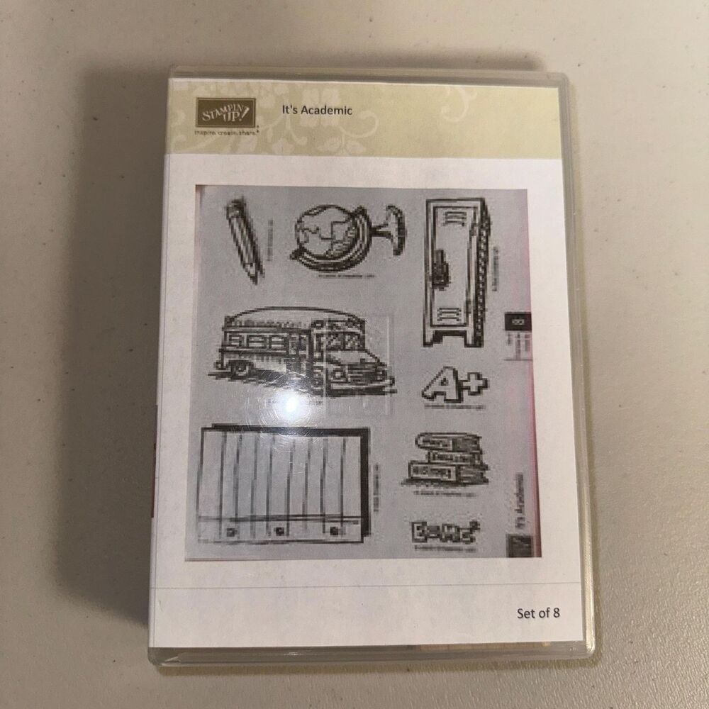 Stampin Up It's Academic Rubber Set School Teacher Classroom Education Scrapbook